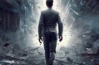 a man walking on a street in which everything arround him collapsed